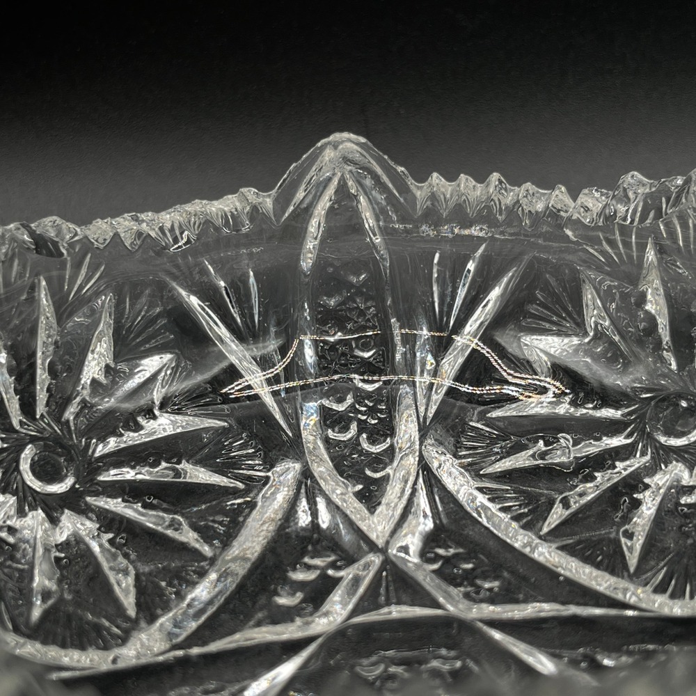 Vtg Cut Glass Nut Bowls Set of 5 Pinwheel Fan Sawtooth Rim Heavy Glass 4.5" - Picture 7 of 10